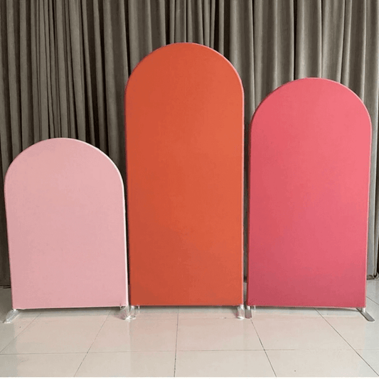 Едноцветни дъгообразни калъфи за фон Розово червено Двустранна плат Парти арка Стойка Рожден ден Сватбени панели