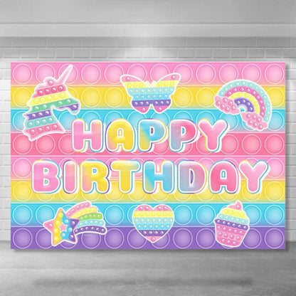 Pop It Rainbow Kids Baby Shower Newborn Backdrops Birthday Party Photography Backgrounds Custom