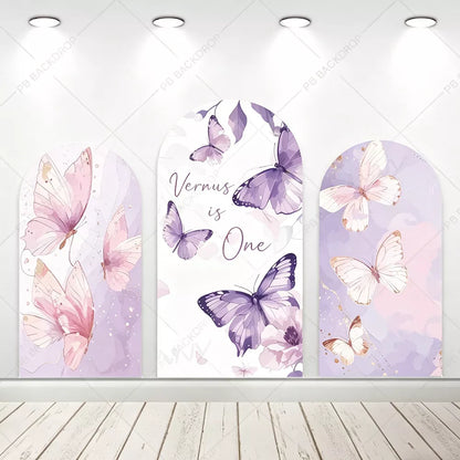 Purple Pink Butterfly Arch Backdrop Girl's 1st Birthday Decor