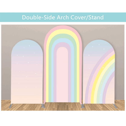 Rainbow Arch Backdrop Cover Birthday Wedding Custom Pastel Chiara Arch Metal Stand Panels Polyester Fabric