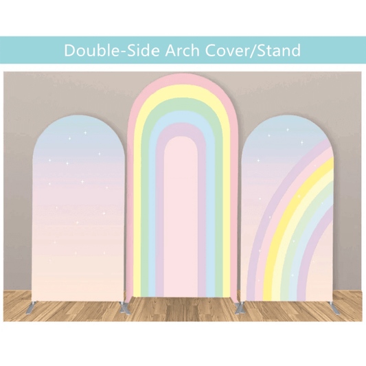 Rainbow Arch Backdrop Cover Birthday Wedding Custom Pastel Chiara Metal Stand Panels Polyester