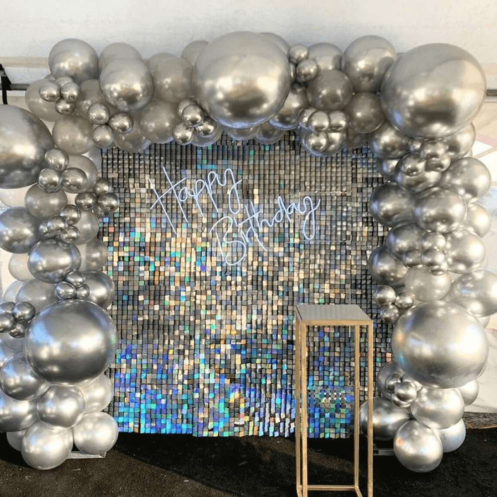 Rainbow Silver Sequin Wall Shimmer Flower Party Hääjuhlien sisustustausta