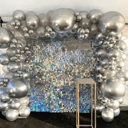 Tęczowa srebrna cekinowa ściana Shimmer Flower Party uroczystość weselna wystrój tła