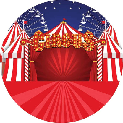 Red Circus Tent Theme kids birthday party round backdrop cover