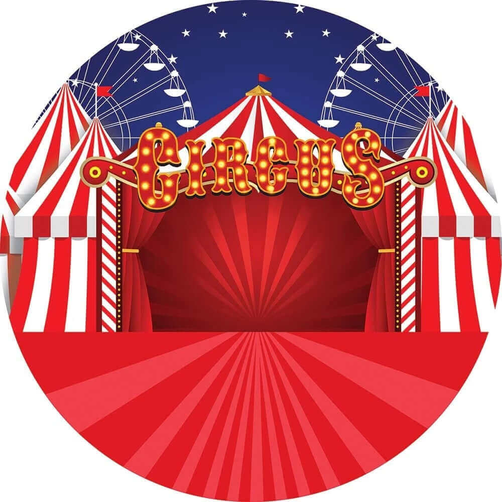 Red Circus Tent Theme Kids Birthday Party Round Backdrop Cover Party Backdrop