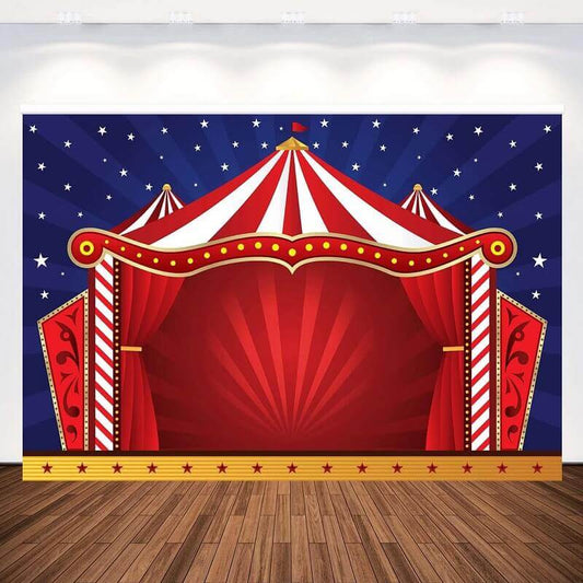 Позадина за карневал за циркуске забаве са црвеним завесама по мери