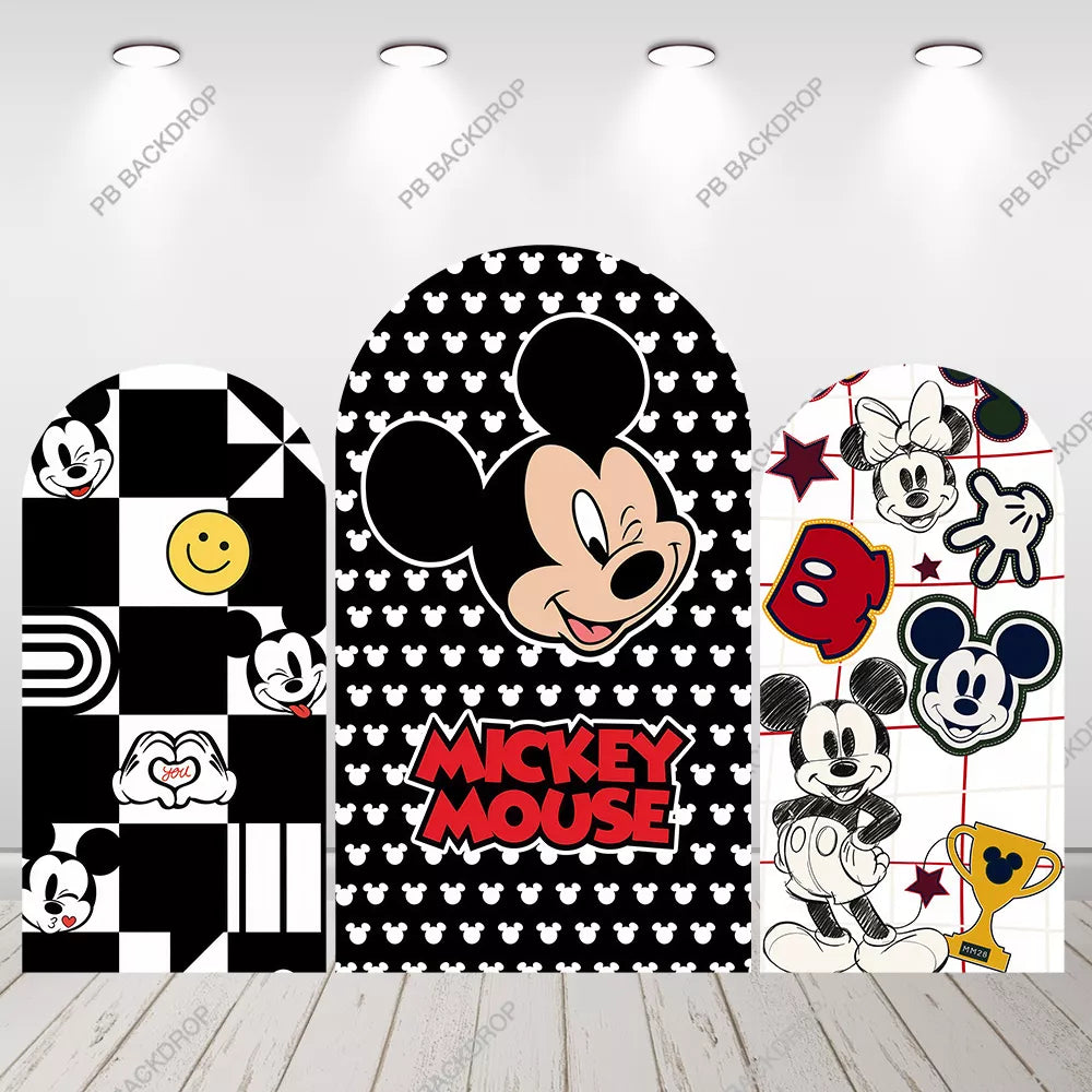Retro Mickey Mouse Arch Backdrop Kids Birthday Party Decor