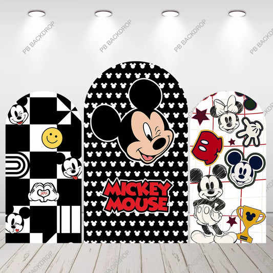 Retro Mickey Mouse Arch Backdrop Kids Birthday Party Decor