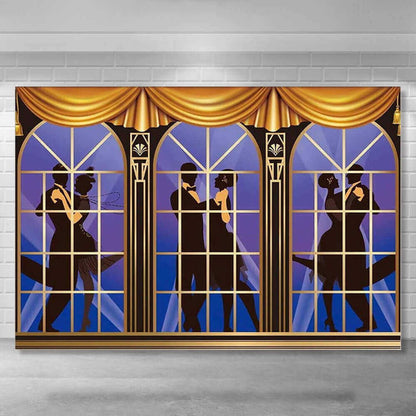 The Great Gatsby Backdrop Retro Roaring 20s 1920s Art Prom Dance Happy Birthday Wedding Party Decoration Vintage Background
