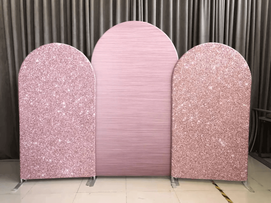 Rose Gold Glitter Chiara Arched Backdrop Cover Double Sided Wedding Birthday Party Photography Background