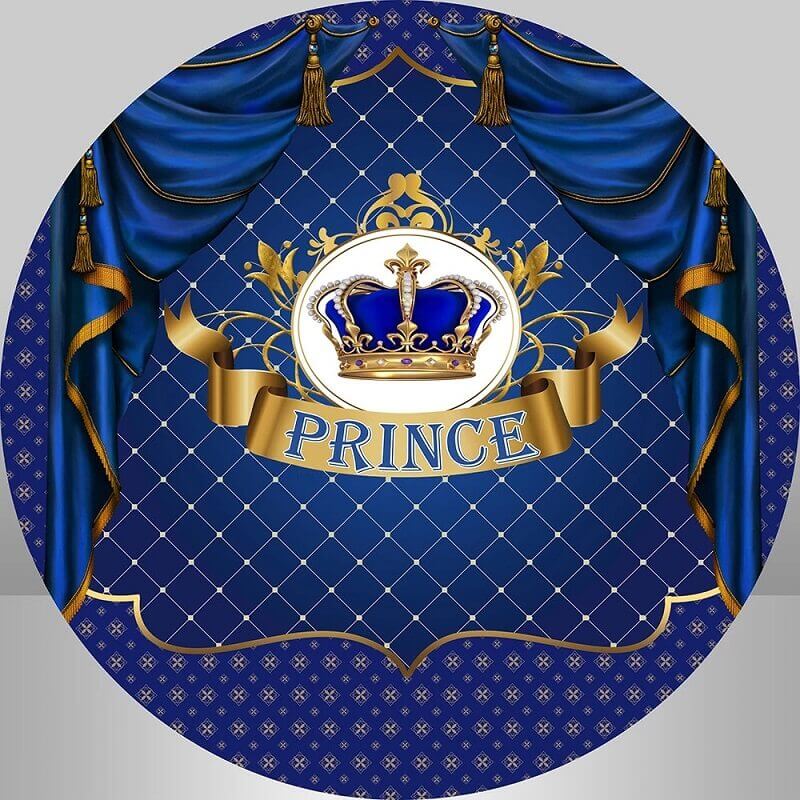 Royal Blue Prince Boys 1St Birthday Party Baby Shower Round Backdrop