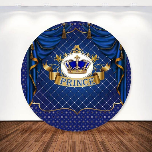 Toile de fond ronde pour fête prénatale, bleu royal, Prince Boys, 1er anniversaire