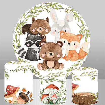 Safari Animals Woodland Party Baby Shower Backdrop and Plinth Covers