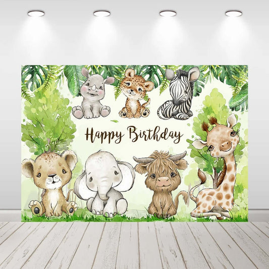 Дикие животные лес дети день рождения детский душ фон