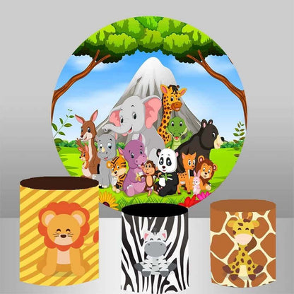 Safari Jungle Animals Tematska pozadina za rođendan za rođendan