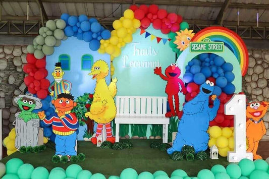 Sesame Street ispirato Baby Shower Compleanno Chiara Arco Fondale Copertura in tessuto Struttura ad arco in metallo
