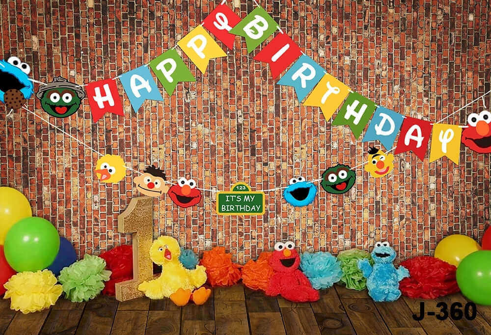 Elmo Birthday Party Backdrops Sesame Street Kids Baby Shower Backgrounds