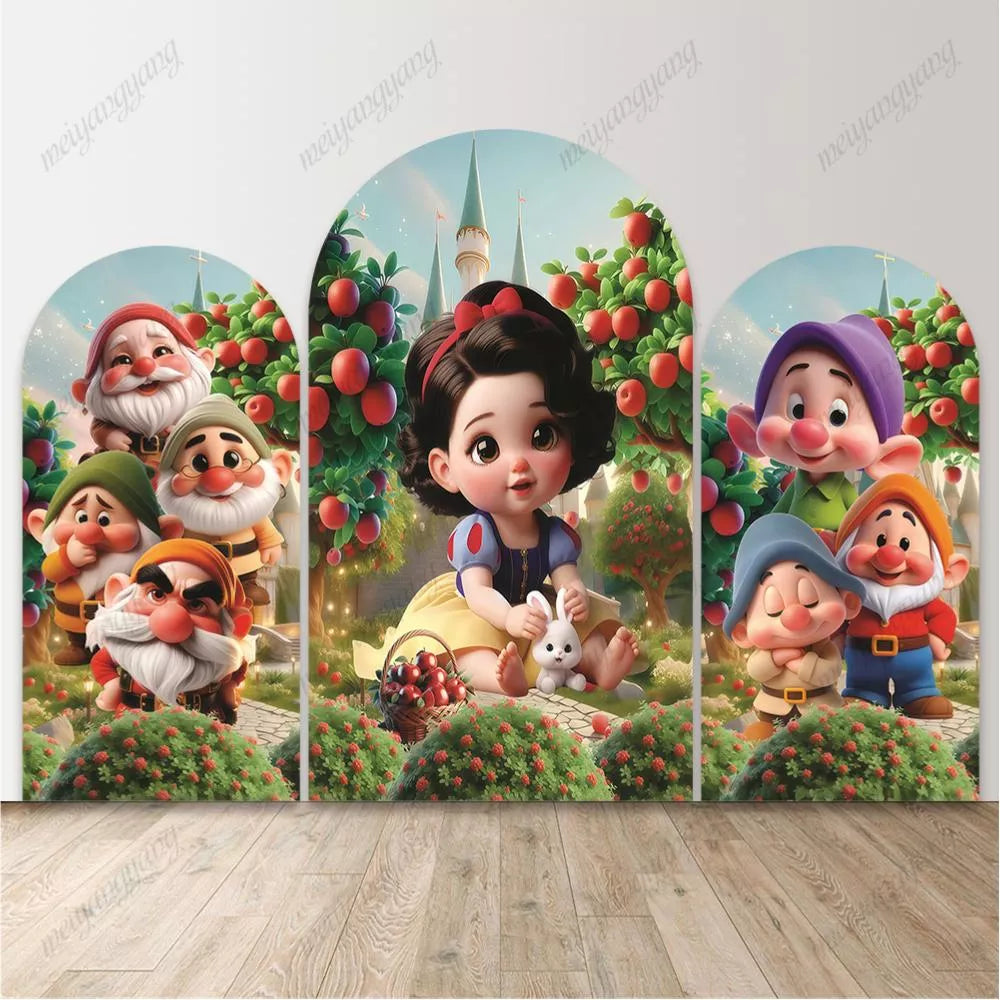 Snow White Castle Arch Backdrop Kids Fairy Tale Birthday Party Photo Banner