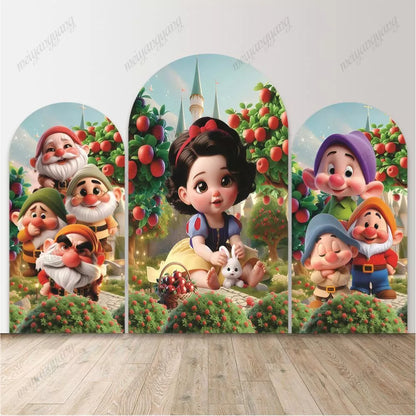 Snow White Castle Arch Backdrop Kids Fairy Tale Birthday Party Photo Banner