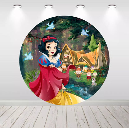 Snow White Enchanted Forest Round Backdrop Princess Birthday Party Decor