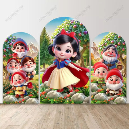 Snow White and Seven Dwarfs Arch Backdrop Cover