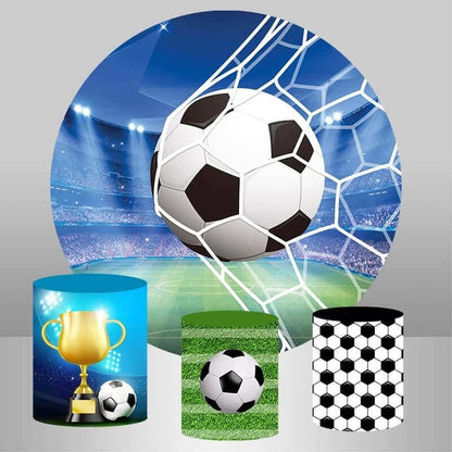 Soccer Sports Field Boy Baby Shower Party Round Backdrop