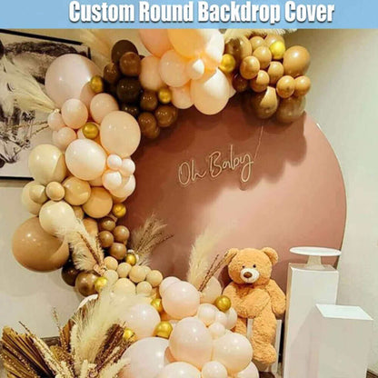 Solid Brown Color Birthday Party Baby Shower Wedding Round Backdrop