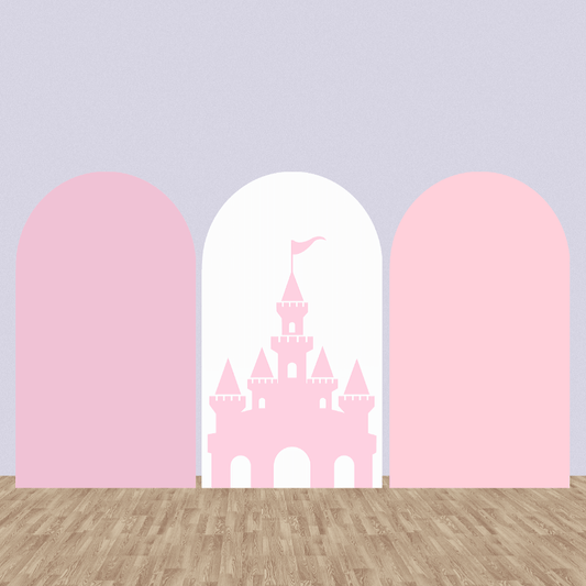 Solid Light Pink Birthday Party Arch Backdrop Castle Princess Chiara Wall Panels Elastic Cover
