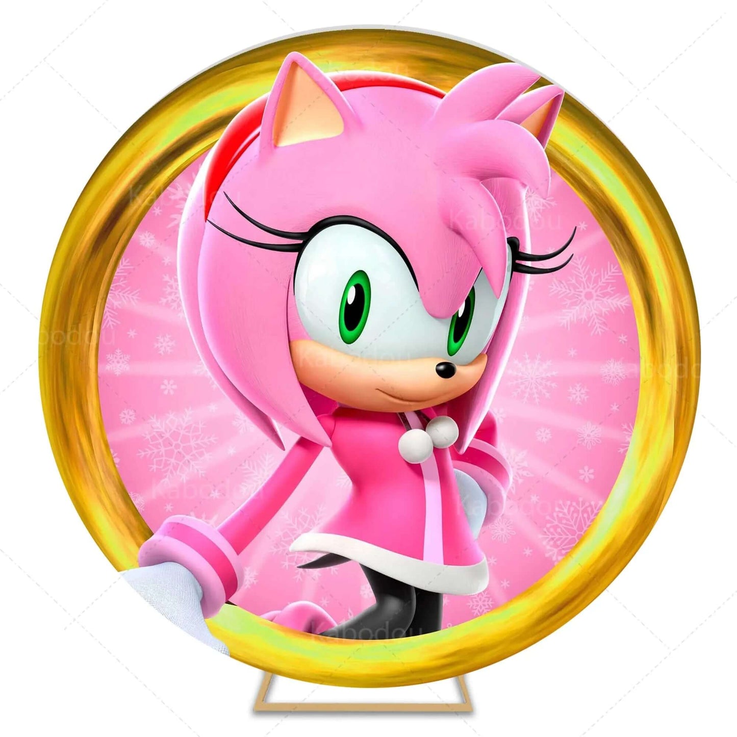 Sonic the Hedgehog Pink Backdrop for Girl Birthday Party Decoration Round Cover