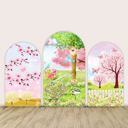 Spring Flowers Wedding Chiara Wall Arch Backdrops Arched Cover Printed Fabric Birthday Party Baby Shower Events Decoration