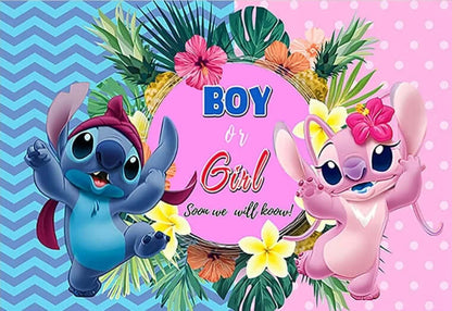 Lilo & Stitch Gender Reveal Backdrop Baby Shower Photography Background
