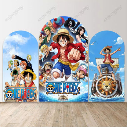 Straw Hat Pirates Crew Arched Background Boys Birthday Party Photo Booth