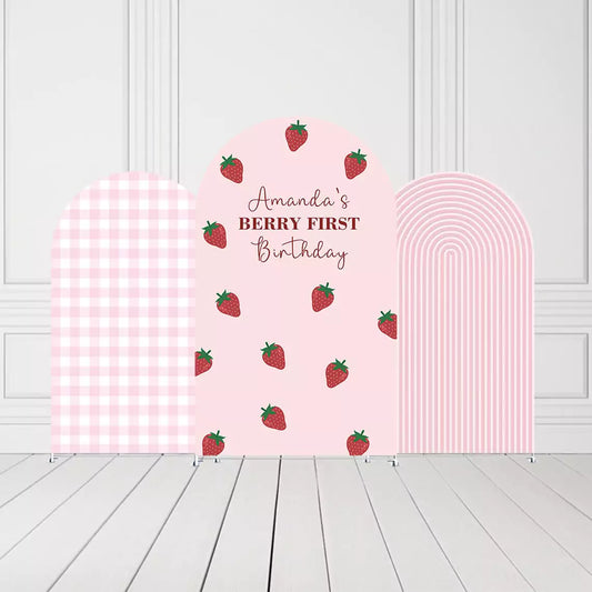 Strawberry Birthday Party Arch Backdrop Baby Shower Chiara Wall Arched Background
