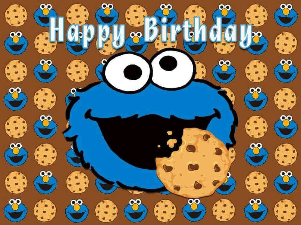 Street Cookie Monster Theme Photography Backdrop For Kids Happy Birthday Party Decoration Children