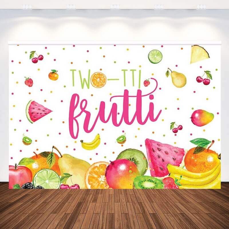 Twotti Fruitti Backdrop Summer Fruit 2nd Birthday Photography Background Party Decor for Girls Photo Studio Props