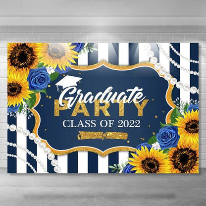 Classe de remise des diplômes de 2022, arrière-plan de photographie de tournesols et de perles pour la rentrée scolaire