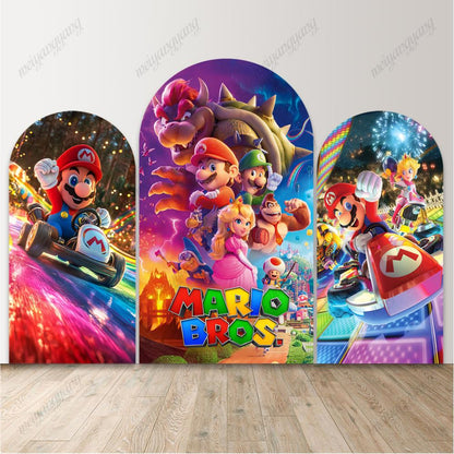 Super Mario Birthday Party Arched Background Kids Photo Booth Props
