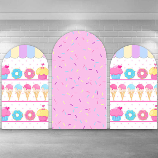 Süße Candy Donut Ached Wand Chiara Hintergrund Abdeckung Bogen Ständer Rahmen Eis Geburtstag Party