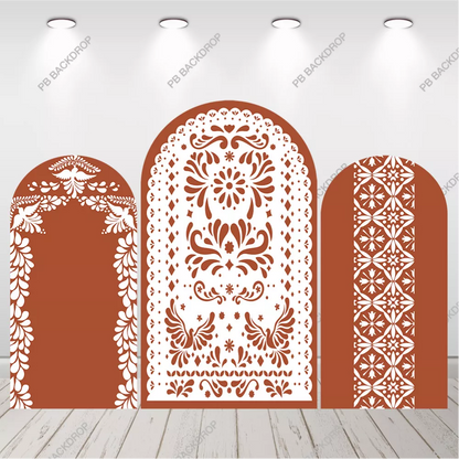 Terracotta Mexican Papel Picado Arch Backdrop Fiesta Cultural Party Decor