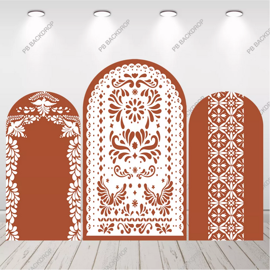 Terracotta Mexican Papel Picado Arch Backdrop Fiesta Cultural Party Decor