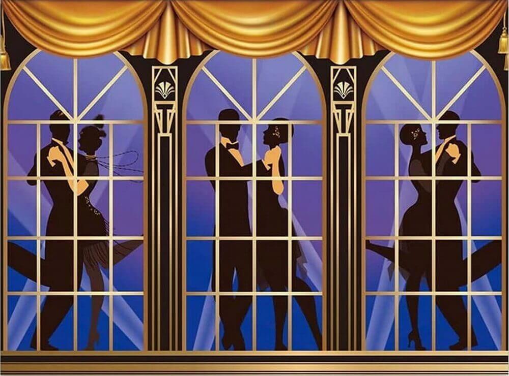 The Great Gatsby Backdrop Retro Roaring 20S 1920S Art Prom Dance Boldog születésnapot esküvői parti