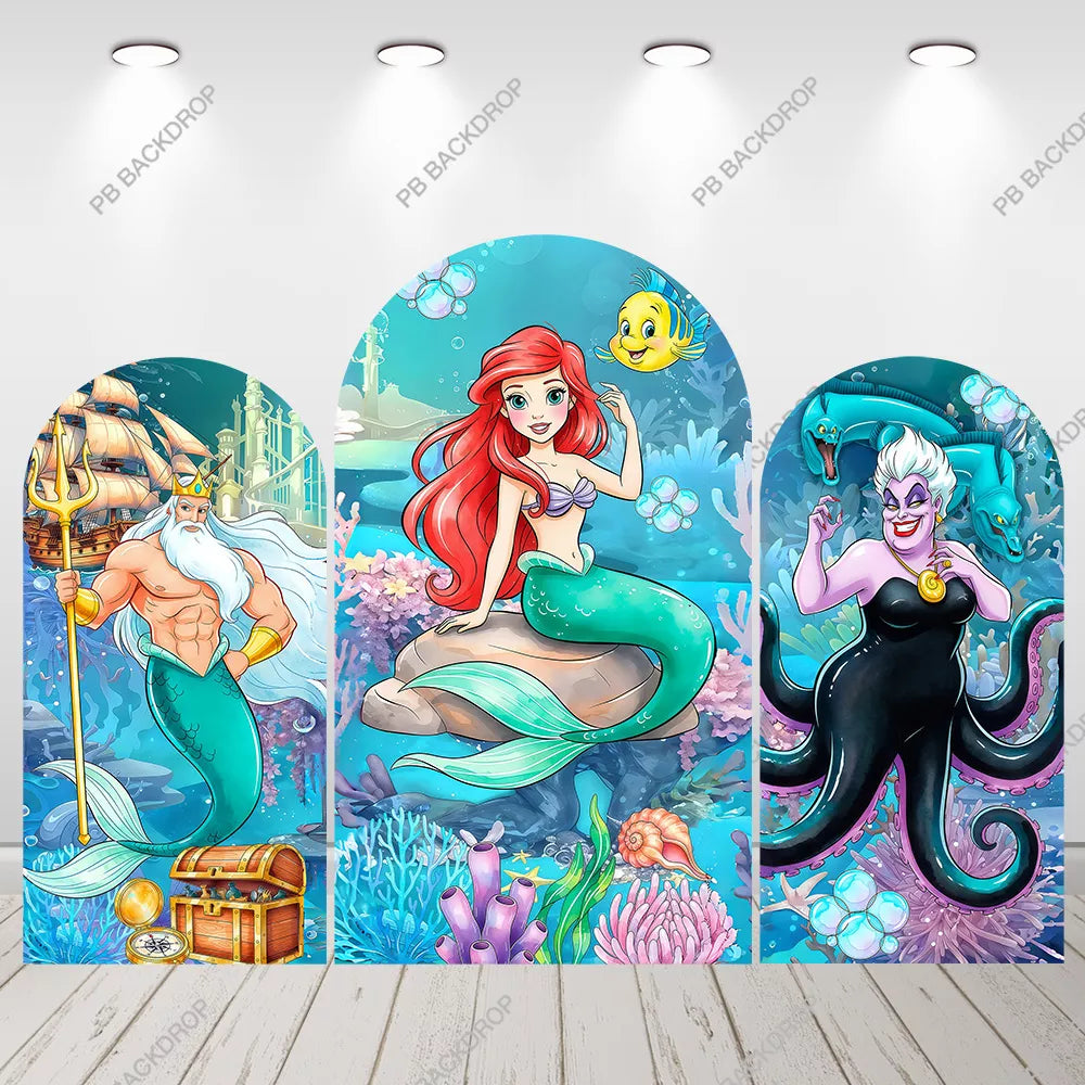 The Little Mermaid Arch Backdrop Princess Ariel Girls Birthday Party Banner