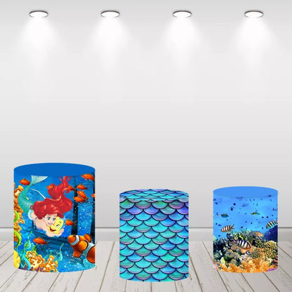 The Little Mermaid Ariel Round Backdrop Under the Sea Birthday Party Decor