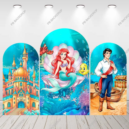 The Little Mermaid Ariel’s Kingdom Arch Backdrop for Girls Baby Shower Birthday