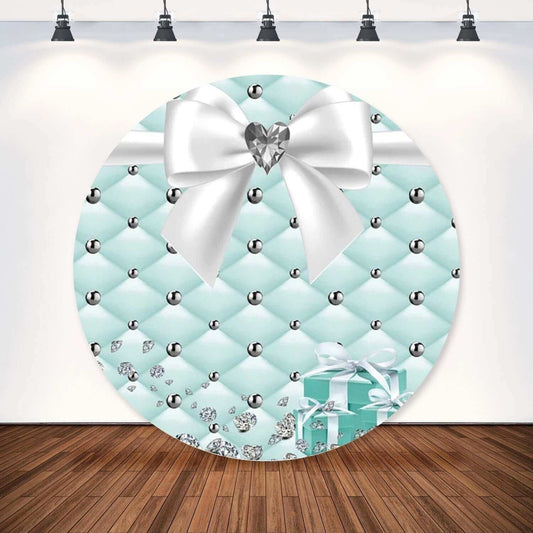 Tiffany modrý stříbrný diamant krásný luk dívky narozeniny kulaté pozadí party