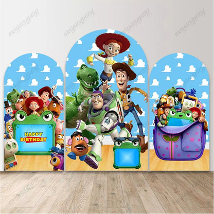 Toy Story Arch Backdrop Woody Buzz Lightyear Jessie Kids Happy Birthday Party Background