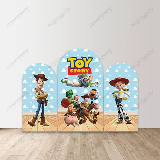 Toy Story Arch Backdrop Woody Buzz Jessie Cloud Background Kids Birthday Party Decor