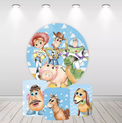 Toy Story Blue Sky Kids Birthday Party Round Backdrop