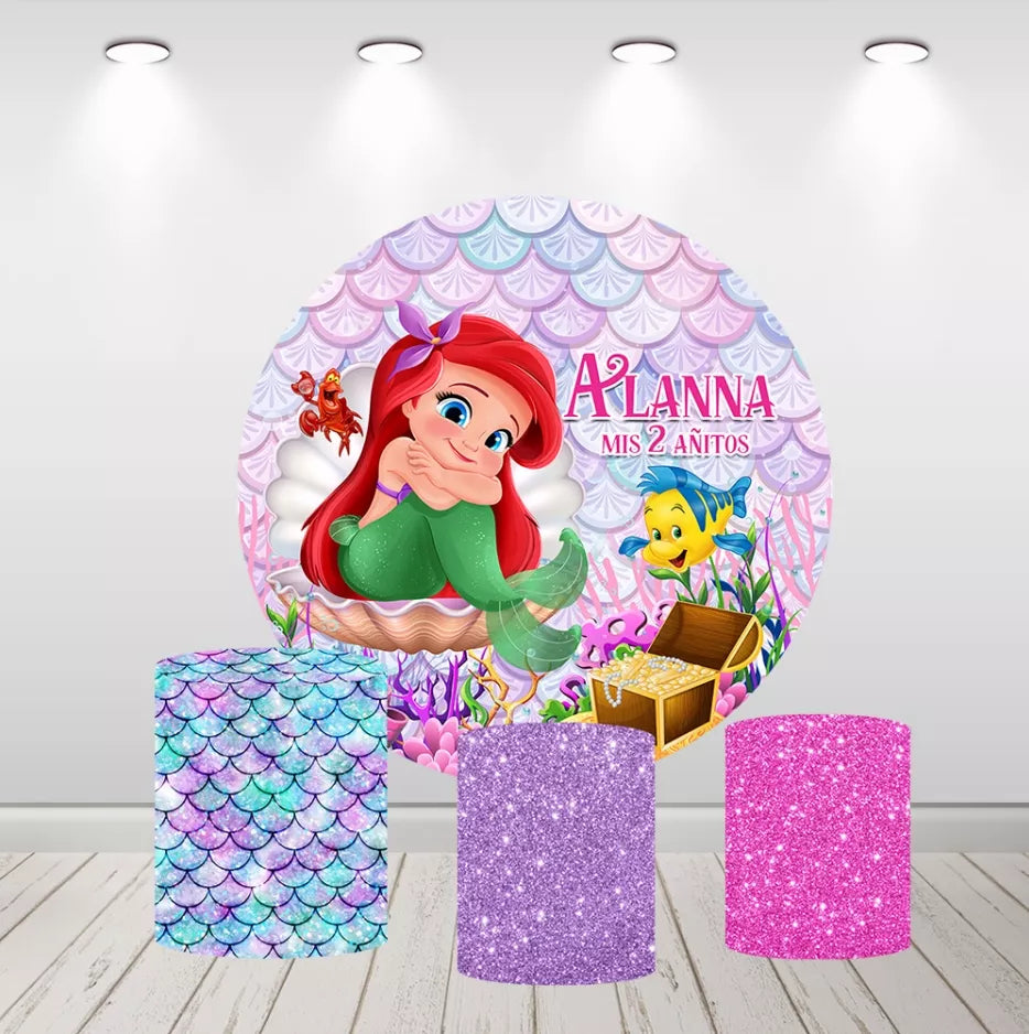 Under Sea Little Mermaid Ariel Round Backdrop