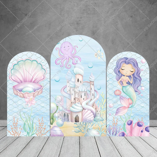 Under the Sea Mermaid Castle Birthday Party Arch Backdrop